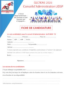 Fiche de candidature Elections UDSP 2026